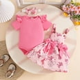 thumbnail image 2 of mgoYE Baby Girl Clothes 6-9 Months Baby Girls Summer Outfit Bow Print Ruffle Romper Suspender Tutu Skirt Headband 3PCS Infant Toddler Summer Dresses(Hot Pink,6-9 Months), 2 of 9