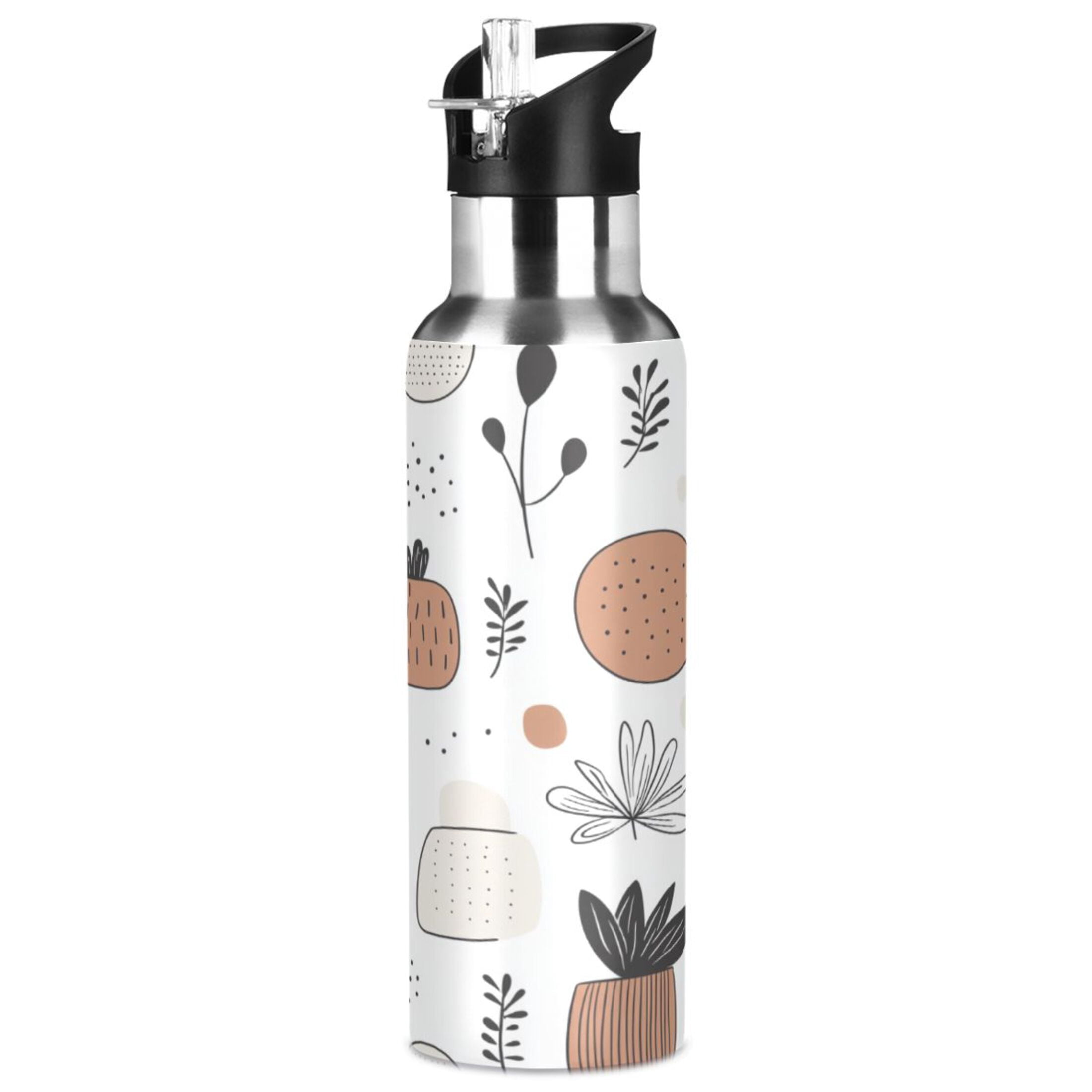 Vibrant Floral Brush Strokes 600ml Double Walled Stainless Steel LeakProof Sports Bottle Thermo 8h