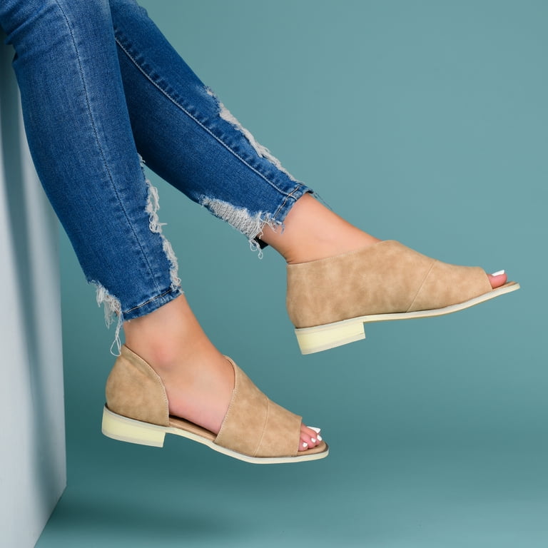 Asymmetrical open toe flat sale
