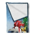thumbnail image 2 of Christmas Soft Flannel Fleece Throw Blanket, Red and White American Truck in December Winter Night Moon and Stars Tree, Cozy Plush for Indoor and Outdoor Use, 50" x 70", Blue Red White, by Ambesonne, 2 of 5