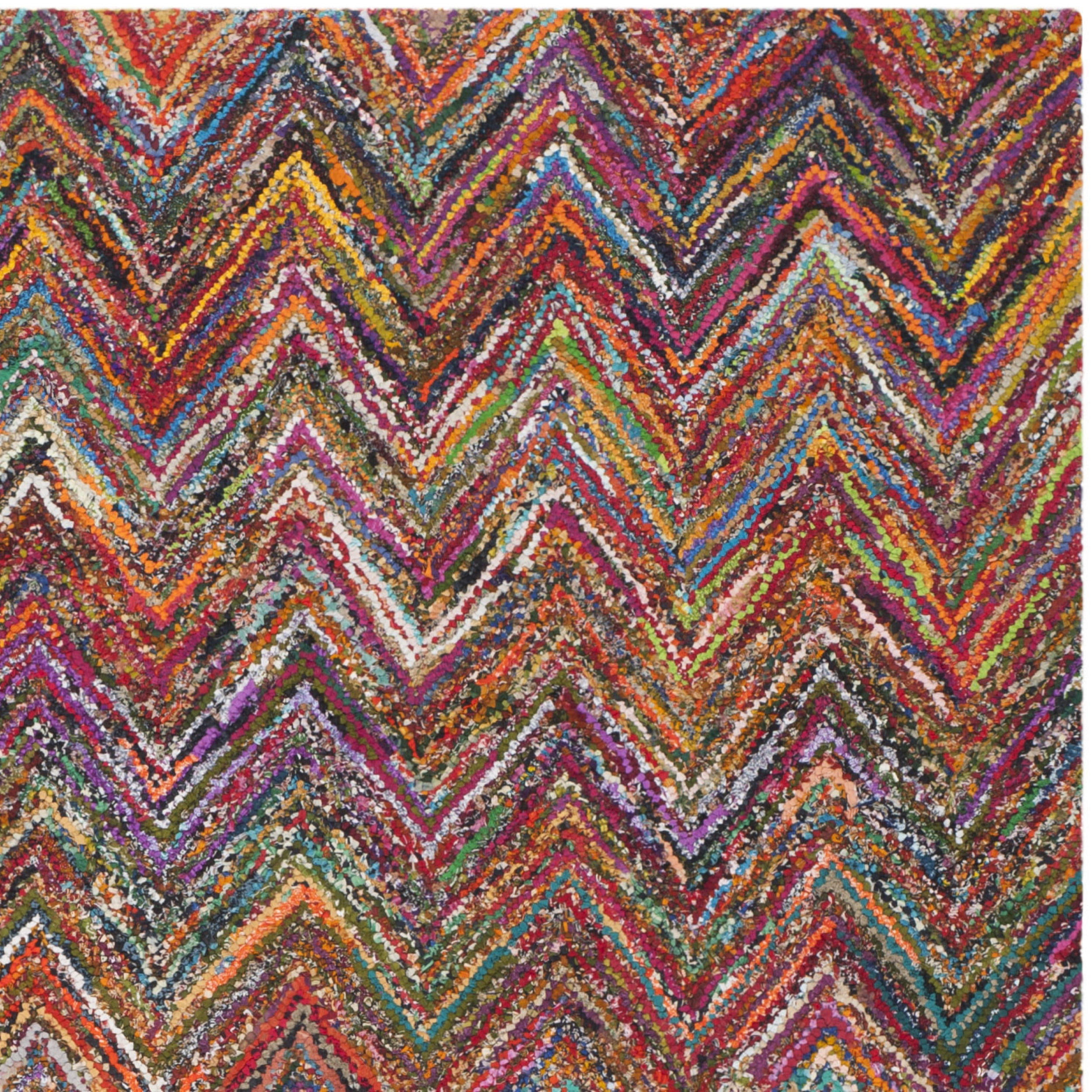 SAFAVIEH Nantucket Akilah Zigzag Stipes Cotton Area Rug, Blue/Multi, 11' x 15'