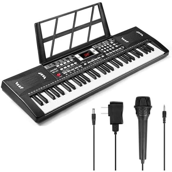 61 Keys Electronic Digital piano, Portable Keyboard Piano with Built-in Speaker and Microphone, Sheet Stand and Power Supply, Keyboard Piano Teaching Gift for Beginners Eelectric$$Music