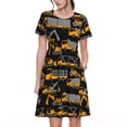 thumbnail image 1 of Balery Yellow Excavator Vestidos sueltos de manga corta para mujer, vestidos de verano 2025, vestidos casuales de corte A con vuelo., 1 of 6