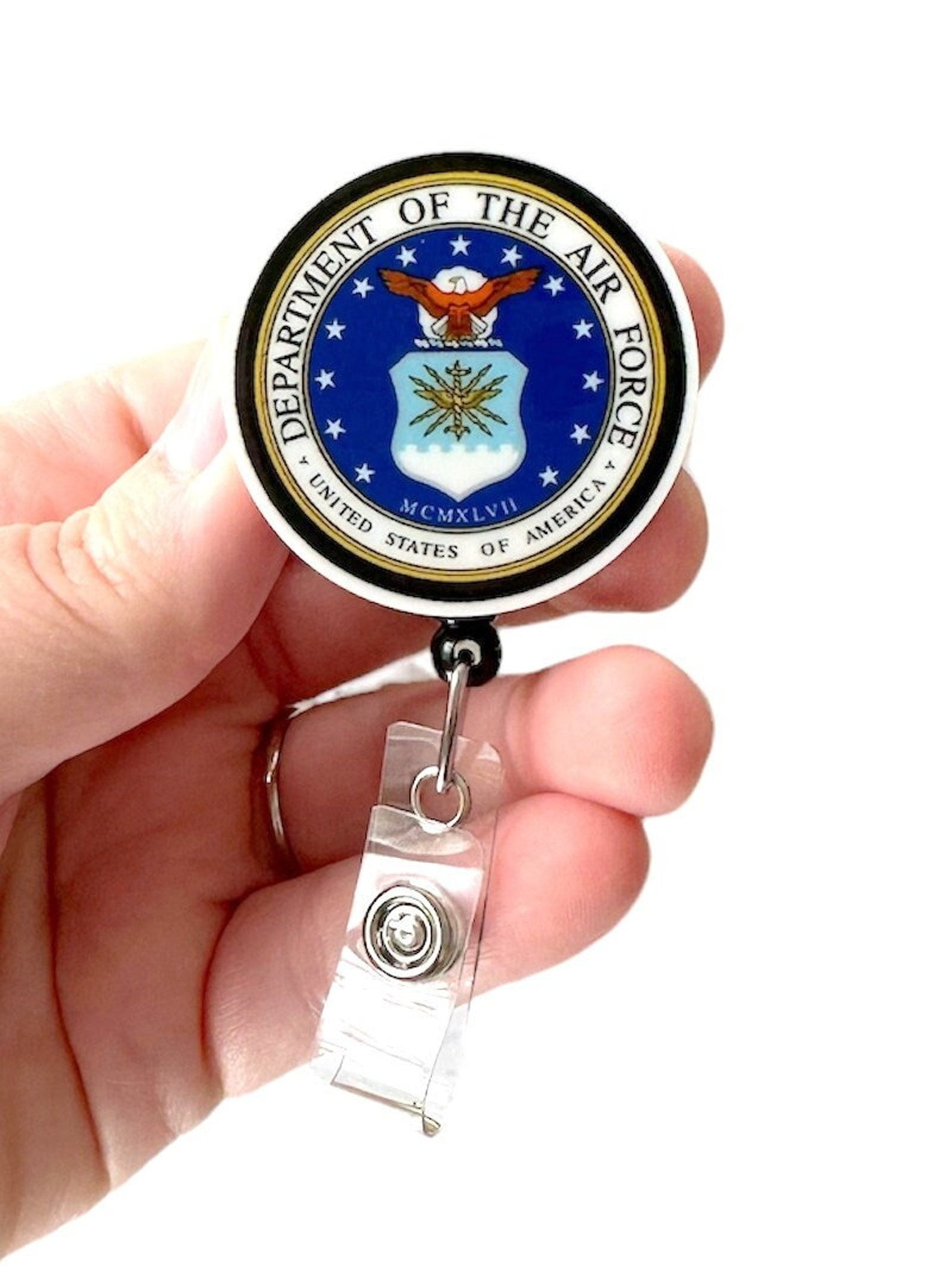 Funny Glitter Retractable Badge Reel For Nurses & Staff - Alligator Clip, 29" Cord, ID Holder For Hospitals