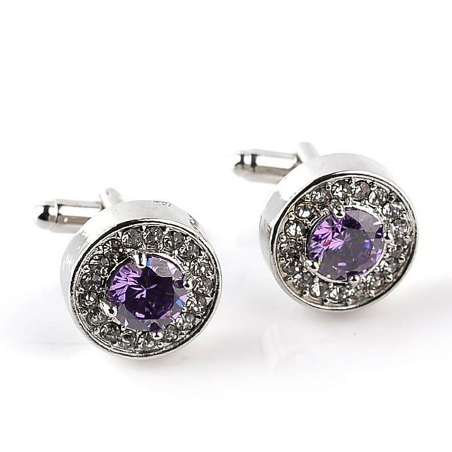 Gemelos de cristal morado para hombre, elegante diseño redondo