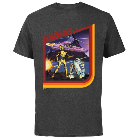 Star Wars Droids: The Adventures of R2-D2 and C-3PO Retro - Short Sleeve Cotton T-Shirt for Adults - Customized-Charcoal
