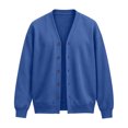 thumbnail image 5 of Button Down V-Neck Jacket for Men, Trendy Long Sleeve Solid Color Loose Fit Fall Casual Cozy Streetwear Outerwear Light Blue 2XL, 5 of 5
