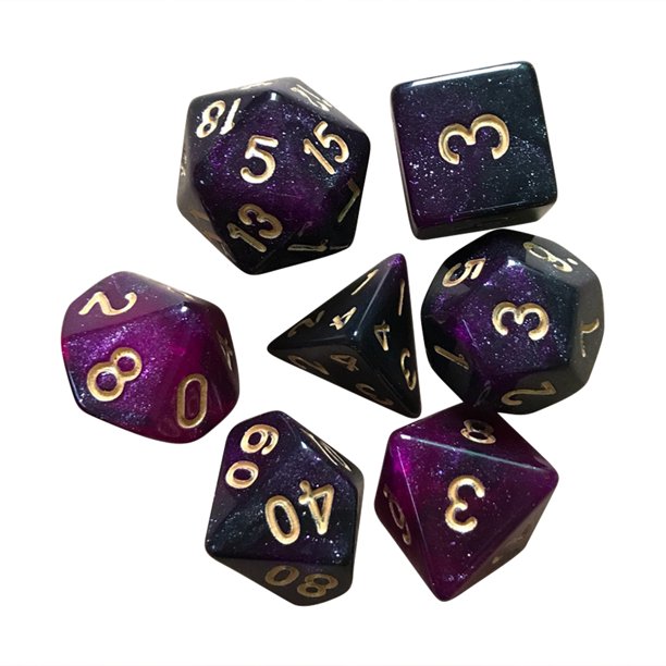 7 Unids/set Dados Dicromáticos Dados Cielo Estrellado Poliedro Digital (negro Púrpura)