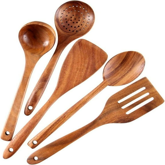 MesaSe 6 Piece Wooden Spoons For Cooking - Organic Bamboo Utensil Set Wood Kitchen Utensils Spatula Spoon For High Heat Stirring In Nonstick Pots & Pans Quality