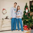 thumbnail image 3 of Pyjama de Noël 2025 Tête de Cerf Dessin Animé Carreaux Bleus Col Rond Manches Longues Parent-Enfant Famille, 3 of 3