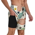 thumbnail image 3 of Picia Racket and Tennis Ball pattern Mens Swim Trunks with Compression Liner Stretch Beach Shorts Quick Dry with Zipper Pockets No-Chafing Board Shorts-Large, 3 of 9