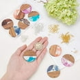 thumbnail image 3 of 130pcs Resin Wooden Earring Pendants Flat Round Resin Walnut Wood Earring Makings Kit Wood Earring Accessories with Earring Hooks Jump Rings for Earrings Making - 5 Colors 1box, 3 of 6