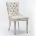 thumbnail image 3 of 2-Piece Modern Velvet Upholstered Dining Chairs with High Tufted Back, Comfy Kitchen Chairs with Metal Legs and Nailhead Trim, Accent Side Chairs for Dining Room, Kitchen, Living Room, Beige, 3 of 9