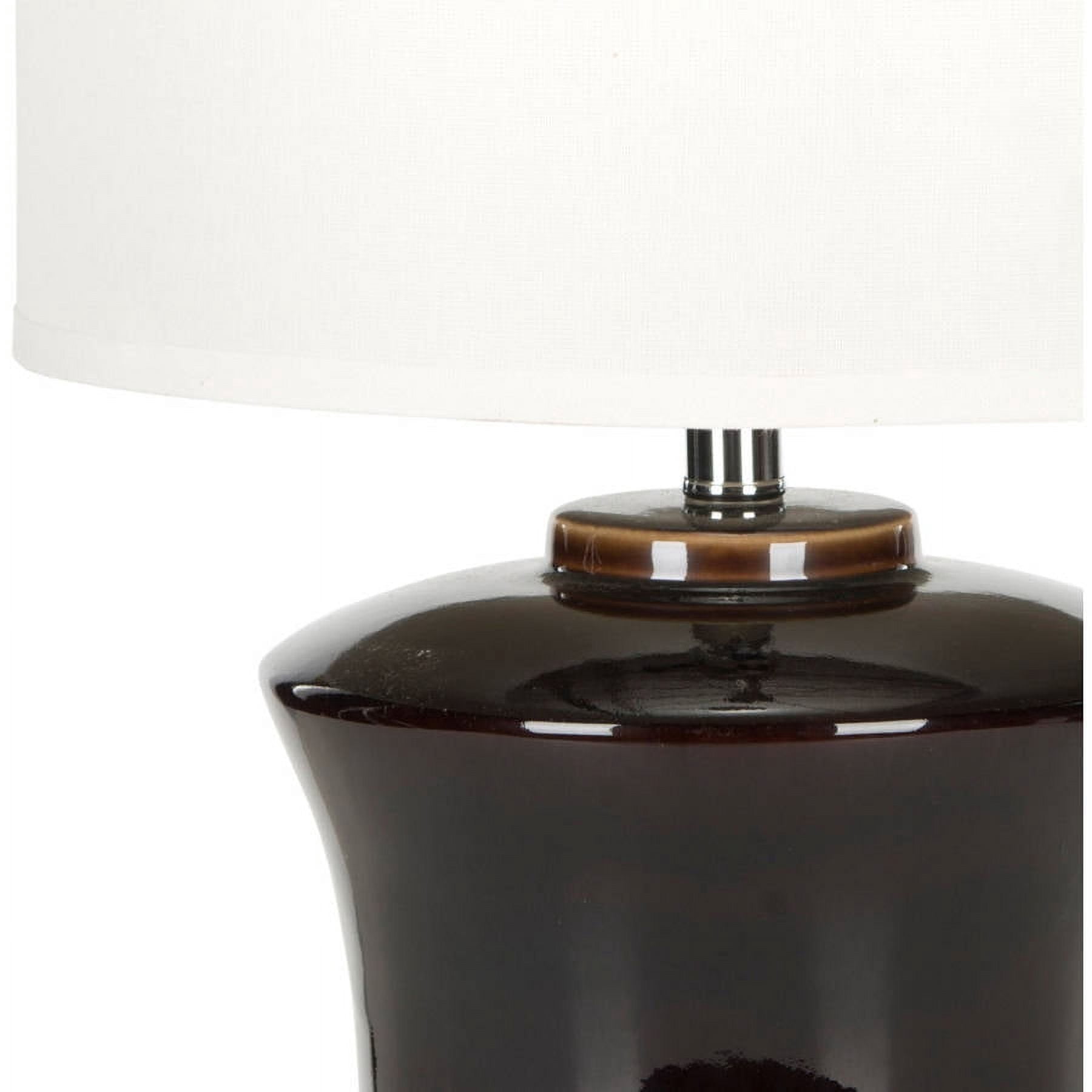 Safavieh Gary Ceramic Table Lamp with CFL Bulb, Dark Brown with Off-White Shade, Set of 2