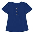 thumbnail image 5 of White Tops for Women Fashion Spring Solid Color Base T-Shirts Pleated Button Short Sleeve Round Neck Top, 5 of 8