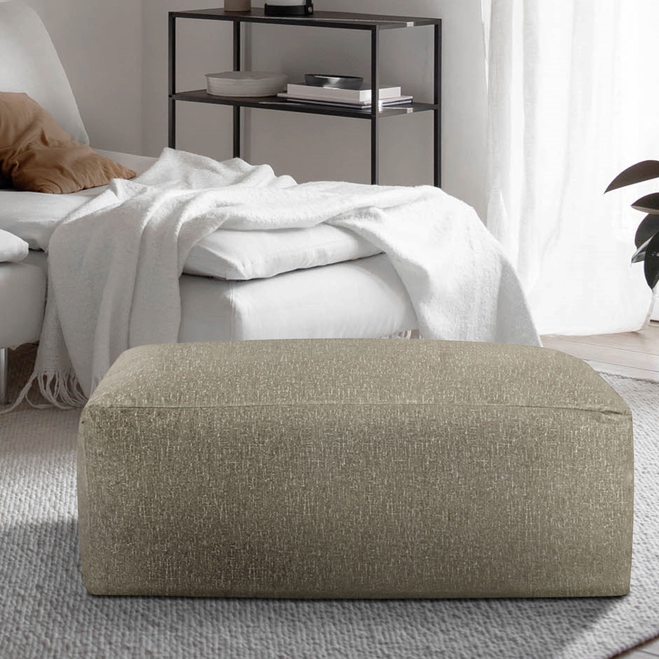 Castle Place 42" Velvet Pouf, Truffle Brown