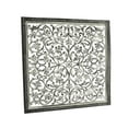 thumbnail image 6 of DecMode Gray Mango Wood Handmade Intricately Carved Floral Wall Decor with White Distressing, 6 of 12