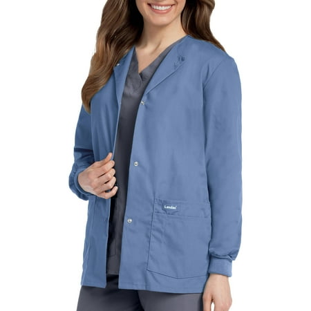 Ladies Warm Up Scrub Jacket - Landau Women's Snap Front Warm-up Scrub Jacket, Style 7525