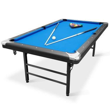 Billiards Table, 7 ft Pool Table, Portable Foldable Space-Saving Table, Billiard Table Set Includes Balls, Cues, Chalks and Brush, Black with Red Cloth, Perfect for Family Game Room Kids Adults