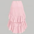 thumbnail image 4 of WULMLEO Women's Western Boho Flowy Ruffle Hem Tiered Midi Skirts High Low Asymmetrical Drawstring Skirts Pink L, 4 of 5