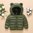 thumbnail image 2 of Tisuna Toddler Boys Girls Padded Jacket Solid Color Long Sleeve Bear Ear Hooded Coat Cute Lightweight Winter Kids Outerwear Army Green Size 3-4 Years, 2 of 3