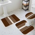 thumbnail image 2 of Abstract White Striped Bathroom Rugs Set Simple Brown Linen Modern Non Slip Absorbent Soft Bath Mats 3 Piece Set with Bathroom Rug, U-Shaped Floor Mat, Toilet Seat Cover Large Size, 2 of 9