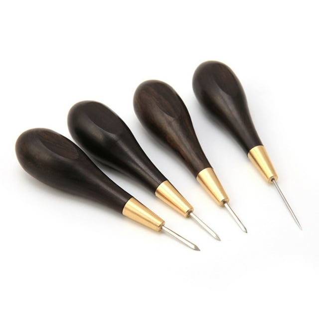 Baohd Chêne en Acier et Cuir Portable Remplacement Poignée en Bois Outil de Couture Accessoires 4mm