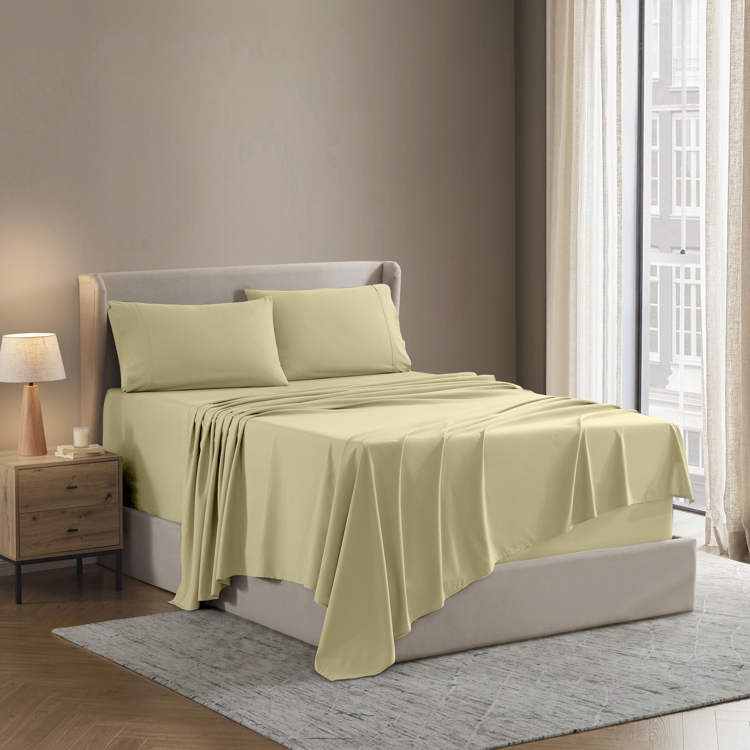 Lammaloe Full Size Sheets Set, Hotel Style Deep Pocket 4 Piece Bed Sheets, Luxury Soft Microfiber Sheet Sets, Ivory