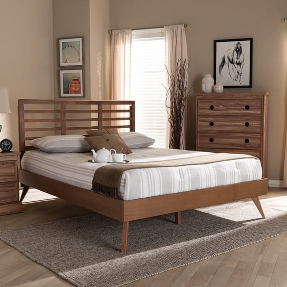 King Size Platform Bed - Wood Frame, Adjustable Height, HeadboardSlats Included, Modern Bedroom Furniture