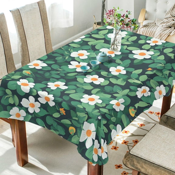 Yayeee Tablecloths 54" x 54" Rectangle Wrinkle Resistant Party Table Cover, Small White Flowers