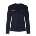 thumbnail image 4 of Timegard Hauts à Manches Longues pour Femmes Col en V Fermeture Éclair T-Shirts Confortables Tunique Décontractée Habillée pour Leggings, 4 of 6