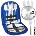 thumbnail image 1 of Camping Utensils Picnic Set Person with Carrying Case Camping Cutlery with Spoon Fork Knife Plate Clip Camping Utensils Kit for Picnic/Traveling/Barbecue, 1 of 7