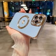 thumbnail image 4 of Compatible with iPhone 12 Pro Max Magnetic Case-6.7 Inch, Luxury Love Heart Pattern Plating Phone Case, Compatible with MagSafe for Women Girls Shockproof Back Cover-Light Blue, 4 of 10