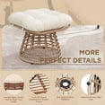 thumbnail image 2 of OMNIBERG 360° Outdoor Swivel Ottoman Stools Set of 2, Oversized All Weather Wicker Footstool with Cushion and Non-Slip Feet, Outdoor Seating Footrest for Bedroom, Living Room, Porch, Balcony, Beige, 2 of 6