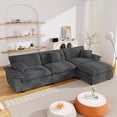 thumbnail image 4 of Nkurdsu 113" Modular Sectional Sofa with Ottoman, Corduroy L Shaped Cloud Couch for Living Room, 3 Seater, Gray, 4 of 4