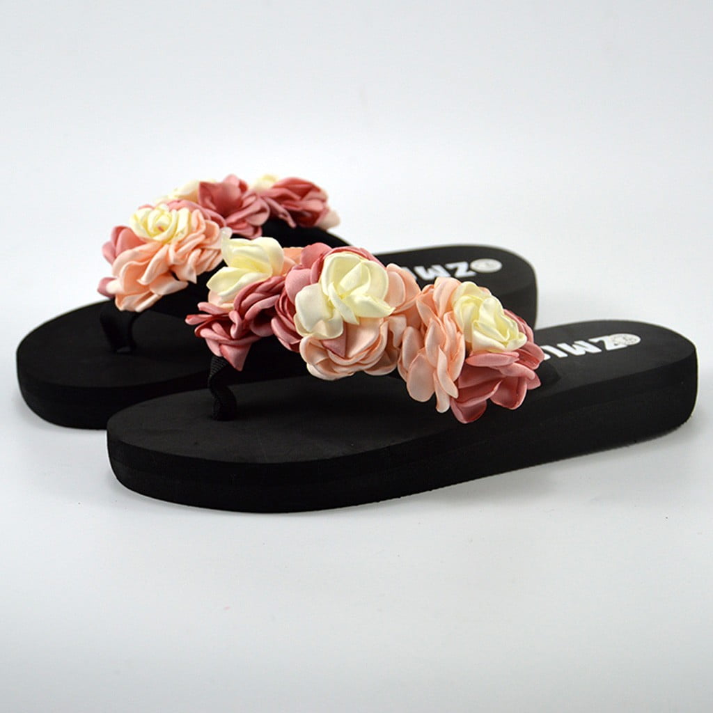 Third Fresh Womens Sandals Summer Flat Outdoor Slippers Bohemian Style Beach Shoes Comfortable flip Flops,Pink
