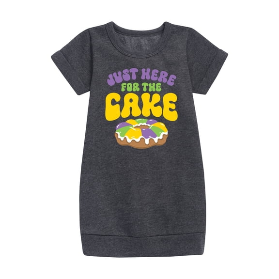 Instant Message - Mardi Gras Here For The Cake Graphic Short Sleeve Fleece Dress