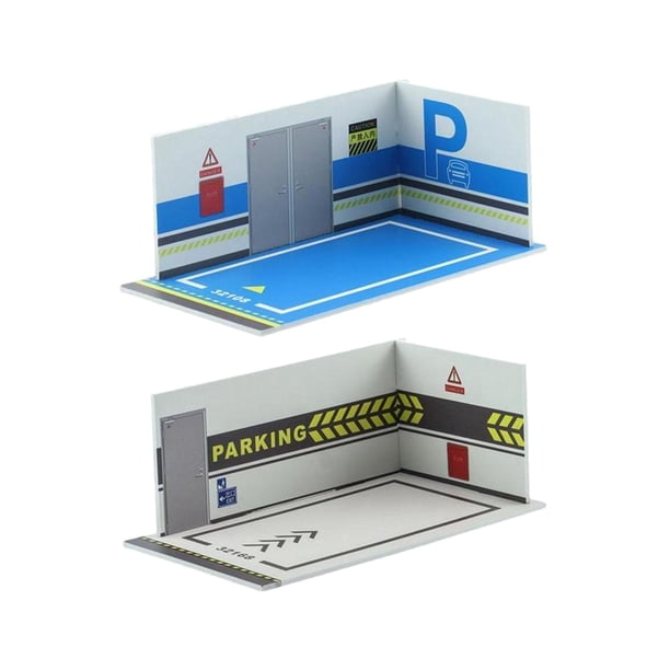 2 modelos de estacionamiento a escala 1:32, diseño de fondo de garaje fundido a presión Estilo H