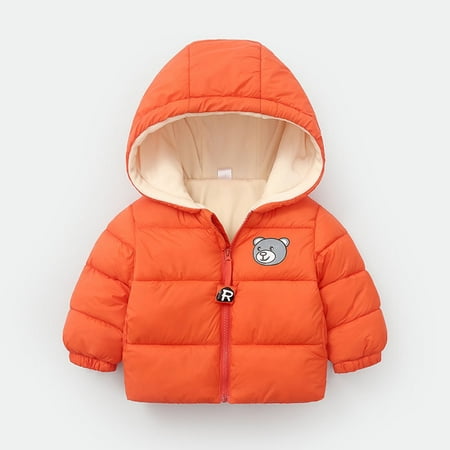 

EHTMSAK Toddler Baby Boy Girl Fleece Fall Winter Jackets Children Thicken Zip Up Coat Hooded Long Sleeve Outerwear Orange 1Y-9Y 100