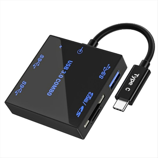 USB 3.0 Five in One Expansion Dock Portable USB 3.0 Light Emitting HUB SD/TF Multi Port External Expansion Dock