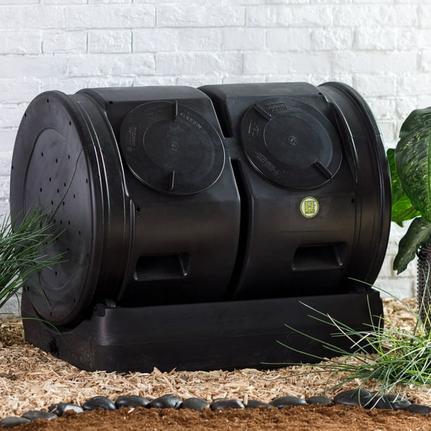 Good Ideas 7 Cubic ft. Compost Wizard with Dual Tumbler Black