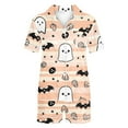 thumbnail image 5 of SwiftWear Women's Halloween Pajamas Set Collared Button Down Sleepwear Cute Ghost Spider Print Lounge Shorts Set Soft Homewear L, 5 of 5