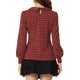 thumbnail image 3 of INSPIRAR CHIC Blusas de Manga Larga con Cuello Peter Pan de Houndstooth a Rayas con Botones en la Parte Posterior L Rojo, 3 of 6