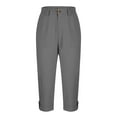 thumbnail image 7 of Mohiass Women's Cargo Capri Pant Cuffed Hem Capris Summer Casual Loose-Fit Cropped Pants Dark Gray M, 7 of 7