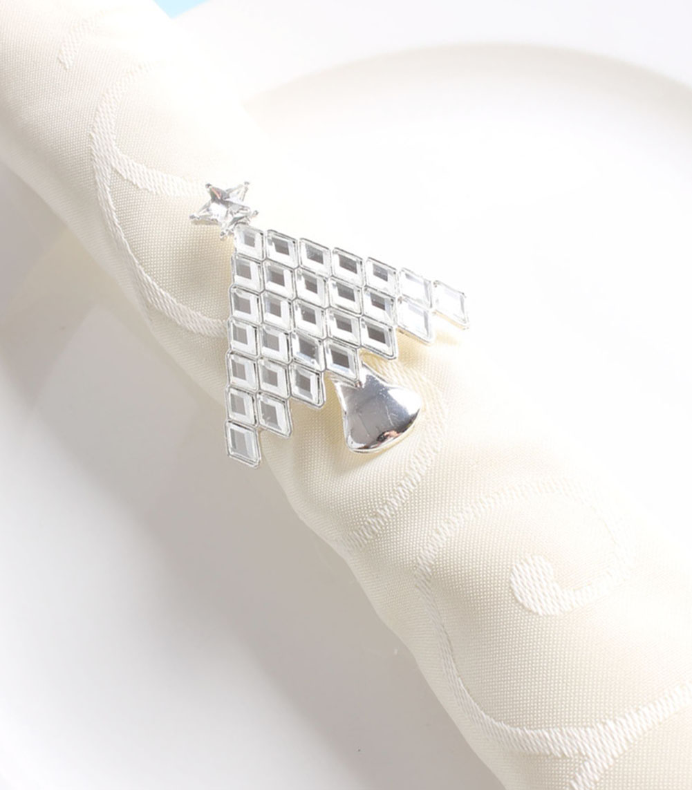 Decorative Reindeer Snowflake Christmas Tree Holiday Rhinestone Metal Napkin Rings Set of 4