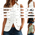 thumbnail image 2 of Women's Fashion Slim Fit Knitted Vest Retro Sleeveless Slim Fit Button Business Casual Vest Soft Elegant Lightweight Vest Daily Office Travel Outfits, Black L, 2 of 3