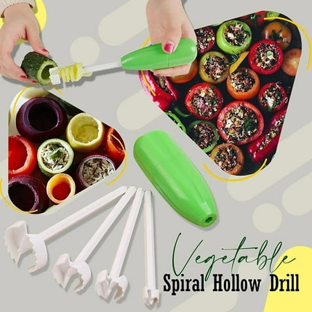 

Shiusina Multifunctional Vegetable Nucleating Knife Kitchen Gadget Spiral Hollow Drill