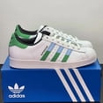 thumbnail image 3 of Adi-das Superstar Shoes Men's Size 9.5 White Green Blue Athletic Casual Sneakers, 3 of 6