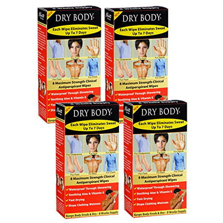 Body Dry Kleinert antisudorifique lingettes cliniques 15% Formule maximum. Arrêt et odeur Transpiration partout sur votre corps jusqu'à 7 jours - (32) Packets - 8 mois d'approvisionnement.