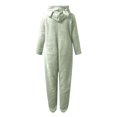 thumbnail image 5 of CCRFTGI Kids Girls Boys Onesie Fleece Hooded Long Sleeve Onesie Pajamas Fuzzy Winter Zip Up Jumpsuit Soft Warm Loungewear Green 5-14Years, 5 of 6